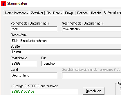 Stammdateneingabe mit PLUS-Version