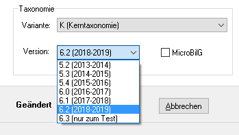 Taxonomie 6.3 derzeit nur zum Test