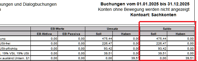 Summen- und Saldenliste