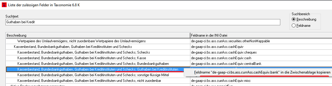 XBRL-Position finden
