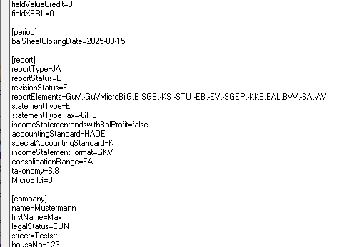 Bilanzstichtag 15.08.2025 mit Taxonomie 6.8
