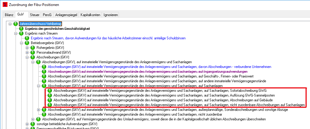 Abschreibungen mit Taxonomie 6.1